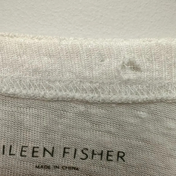 Eileen Fisher Linen Button Front V-Neck Cardigan Coastal Grandma White Women's M - Picture 12 of 14
